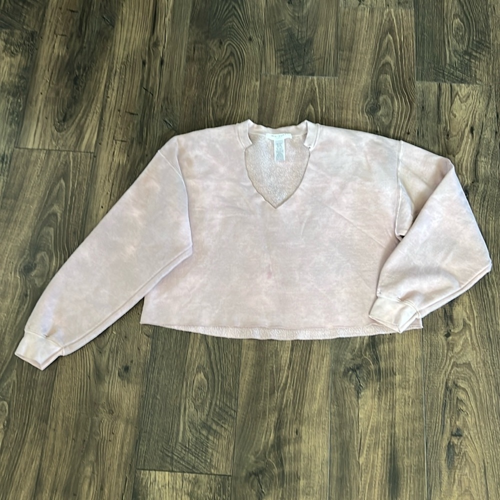 PROJECT SOCIAL T FLEECE CROPPED VVNECK SWEATSHIRT IN LIGHT LAVENDER SIZE S/M